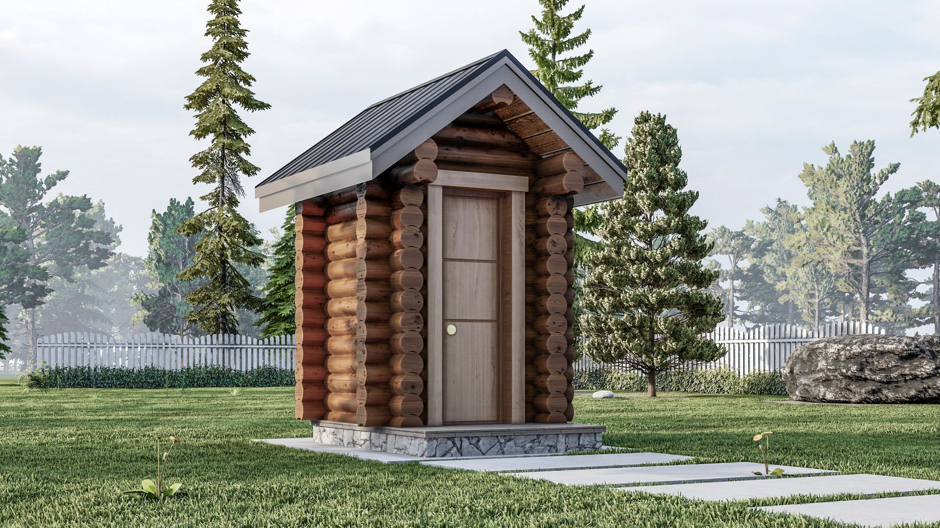 Davy Crockett Log Outhouse- with Gable Roof